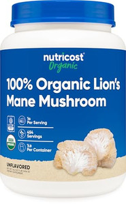 Nutricost Organic Lion's Mane Mushroom Powder 1LB - Certified USDA Organic