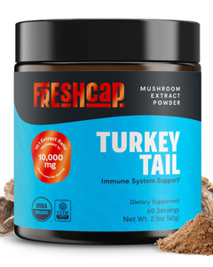 FreshCap Mushrooms Turkey Tail Mushroom Powder 10,000mg - Turkey Tail Supplement Mushroom Extract for Immune Support, Ayurveda Nootropic Supplement (