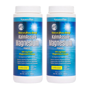 NaturesPlus KalmAssure Magnesium Powder - 0.8 lb, Pack of 2 - Unflavored - Supports Nerve and Muscle Relaxation - Non-GMO, Gluten Free, Vegan - 120 S