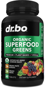 Organic Superfood Greens & Fruit Supplements - Energy Super Food Fruits and Veggies Supplement Tablets - Daily Green Veggie Powder Blend Plus Vegetab