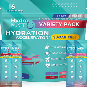Electrolyte Powder Sugar-Free Hydration Packets Variety Pack HydroMATE 16 Sticks