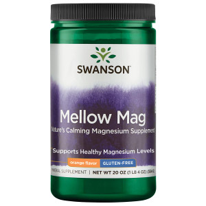 Swanson Mellow Magnesium Drink Bone & Muscle Support Health Supplement Vegan Non-GMO Sugar Free Magnesium Carbonate 330 mg Powder Orange