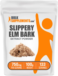 BulkSupplements.com Slippery Elm Bark Extract Powder - Slippery Elm Powder, Sourced from Ulmus Rubra Bark - Gluten Free, 750mg per Serving, 100g (3.5