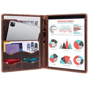 Leather Portfolio Binder, Professional Organizer Padfolio  Resume Folder, Business Card & Document Holder, Portfolios for Men & Women, Office & Busi