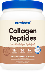 Nutricost Collagen Peptides Powder 1LB (454 G) (Salted Caramel) - Grass Fed Bovine Collagen Hydrolysate
