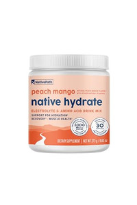 NativePath Native Hydrate, Zero Sugar, Electrolytes Powder with BCAAs, Peach Mango Hydration, Keto & Paleo Friendly, 30 Servings