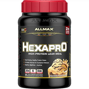 ALLMAX HEXAPRO, Chocolate Peanut Butter - 5 lb - 25 Grams of Protein Per Serving - 8-Hour Sustained Release - Zero Sugar - 52 Servings
