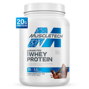 Muscletech Grass-Fed Whey Protein Powder (Triple Chocolate, 1.8LB) - Whey Protein Smoothie & Milk Shake Mix Supports Muscle Gain & Recovery - 20g of