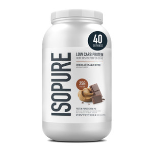 Isopure Low Carb 100% Pure Whey Isolate Protein Powder, Gluten Free, With Vitamins, Chocolate Peanut Butter, 25g Protein Per Serving, 3 Lbs, 40 Servi