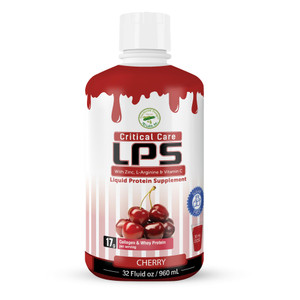 LPS Liquid Collagen & Whey Protein Supplement - Non-GMO Drink, Sugar-Free - Promotes Healthy Skin & Hair for Men & Women, Cherry (Critical Care)