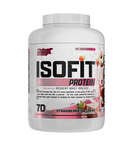 Nutrex Research IsoFit Whey Protein Powder Instantized 100% Whey Protein Isolate (70 Servings, Strawberries & Cream)