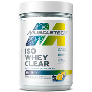 MuscleTech Whey Protein Powder Clear Whey Protein Isolate Whey Isolate Protein Powder for Women & Men Clear Protein Drink 22g of Protein, 90 Calories