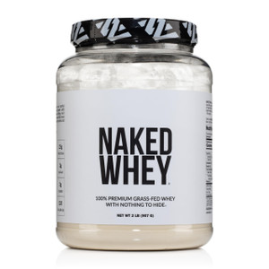 NAKED Whey 2LB 100% Grass Fed Whey Protein Powder - Only 1 Ingredient, Unflavored Whey Protein, Undenatured, Gluten Free, Soy Free, No GMOs, No Prese