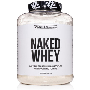 NAKED Vanilla Whey Protein Powder - All Natural Grass Fed Whey Protein Powder, Vanilla Flavor, Organic Coconut Sugar, 5Lb Bulk, GMO-Free, Soy Free, G