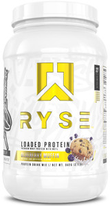 RYSE Loaded Protein Powder - Blueberry Muffin - 25g Whey Protein Isolate & Concentrate with Prebiotic Fiber & MCTs - Low Carb, Low Sugar, Digestive-F