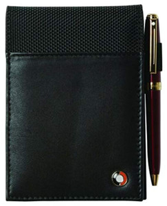 Sheaffer 100% Full Grain Leather and 1680D Ballistic Nylon Notepad Holder/Jotter with Pen Loop, Front Pockets 5" x 3 1/2". New