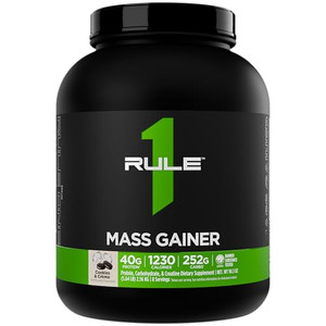 Rule1 Mass Gainer - High-Calorie Weight Gain Formula with 1,220+ Calories, 250g+ Complex Carb Blend, 40g All-Whey Protein Per Serving (8 Servings, Co