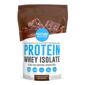 Portions Master CFM Whey Isolate Protein Powder, 2 LB, 23g Low Carb, Low Fat, Cold-Processed, Fast Absorbing, Muscle Growth & Recovery Support (Choco