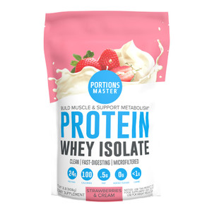 Portions Master CFM Whey Isolate Protein Powder, 2 LB, 23g Low Carb, Low Fat, Cold-Processed, Fast Absorbing, Muscle Growth & Recovery Support (Straw