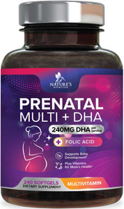 Prenatal Vitamins for Women with Folic Acid + Omega 3 DHA for Fetal Brain Development, Best Prenatal Vitamin Supplement, Daily Pregnancy Multivitamin