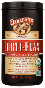 Barlean's Forti-Flax Organic Flaxseed, Ground Whole Raw Seeds, Omega-3 Supplement with Lignans and Dietary Fiber, Bulk Ground Flax Seed, 16 oz, 2 Pac