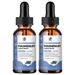 (2 Pack) Magnesium Glycinate Liquid Drop with Citrate, Oxide and Taurate, Calm Magnesium with Omega3, L-Theanine, D3, B6, B12 for Calm, Sleep, Leg Cr