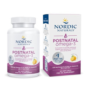 Nordic Naturals Postnatal Omega-3, Lemon - 60 Soft Gels - 1120 Total Omega-3 + 1000 IU Vitamin D3 - Formulated for New Moms; Supports Optimal Wellnes