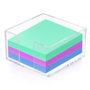 YBEATY Acrylic Sticky Note Holder Clear Acrylic Notepad Cards Notepad Holder 3 x 3 Self-Stick Cube White Notes Pad Holder Crystal Dispenser Memo Pad