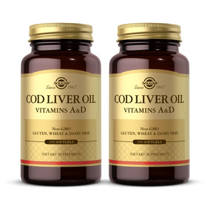 Solgar Cod Liver Oil - 250 Softgels, Pack of 2 - Provides Vitamins A & D - Non-GMO, Gluten Free - 500 Total Servings