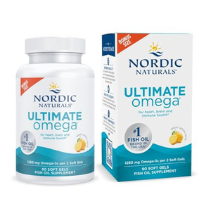 Nordic Naturals Ultimate Omega, Lemon Flavor - 90 Soft Gels - 1280 mg Omega-3 - High-Potency Omega-3 Fish Oil Supplement with EPA & DHA - Promotes Br
