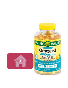 Spring Valley Omega-3 from Fish Oil 2000 mg, Maximum Care, 120 count + STS Sticker.