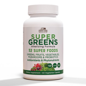 COUNTRY FARMS Super Greens Vegicaps, 32 Super Foods, Whole Food Supplement, Greens, Fruit, Vegetables, Mushrooms & Probiotics, Rich in Antioxidants &