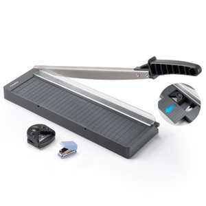 12" Guillotine Paper Cutter,Accurate Paper Trimmer Cutting with Safety Guard & Blade Lock, 8 Sheet Capacity, Portable Heavy Duty Paper Cutter for Car