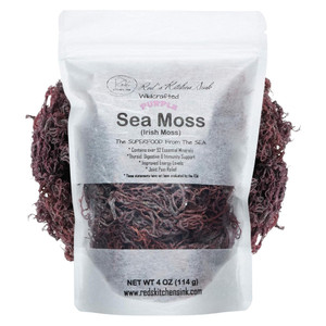 Red's Kitchen Sink Purple Sea Moss  Wildcrafted from St. Lucia | 16oz Makes ~200oz Sea Moss Gel | 100% Natural & Raw | Supports Daily Wellness | Iri