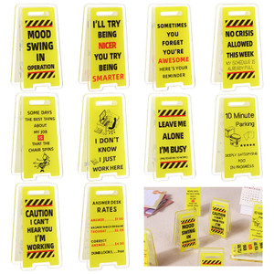 10 PCS Yellow Funny Sticky Note Holder, Note Holder Clips Overstimulated Desk Sign for Office Hilarious Desk Signs for Coworkers Perfect Funny Office
