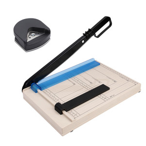 YCWF Guillotine Paper Cutter,12" Heavy Duty Paper Cutter with Corner Rounder,12 Sheet Capacity,Guillotine Paper Trimmer for Crafting, Classroom and O