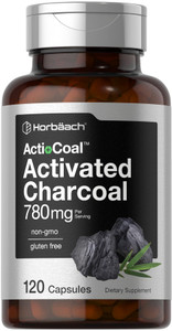 Horbäach Charcoal Pills 780mg | 120 Capsules | Activated Charcoal from Coconut Shells | Non-GMO and Gluten Free | Acti-Coal