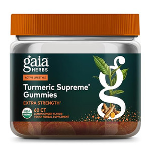 Gaia Herbs Turmeric Supreme Gummies Extra Strength - Supports Healthy Inflammatory Response in Healthy Individuals* - Lemon Ginger Flavor - 60 Vegan