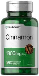 Horbäach Cinnamon Capsules | 150 Count | Ceylon Cinnamon Supplement | Vegetarian, Non-GMO, Gluten Free