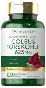Carlyle Coleus Forskohlii Capsules | 100 Count | Non-GMO & Gluten Free Standardized Extract | Forskolin Supplement