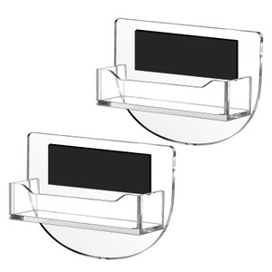 Geelin 2 Pcs Acrylic Magnetic Business Card Holder Clear Plastic Business Card Display Stand for Exhibition Office Retail Shops Vendor Booth, Fits 30