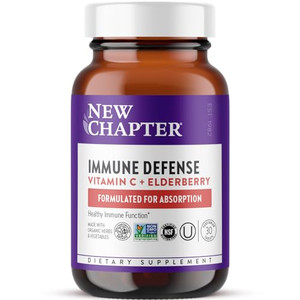 New Chapter® Vitamin C Immune Defense Supplement + Elderberry  Excellent Source of Vitamin C, One Daily Tablet for Healthy Immune Support, Made with