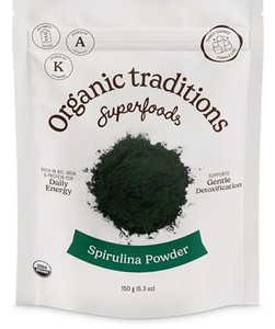 Organic Traditions Spirulina Powder Organic, Plant-Based Green Superfood for Smoothies, Rich Algae Powder for Energy Support, Easy Mixing Spirulina f