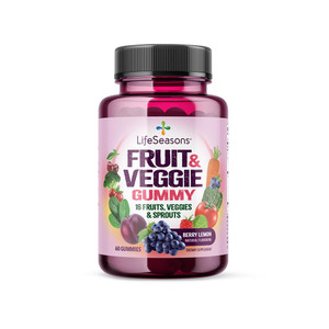 LifeSeasons Fruit & Veggie Gummy Supplement - 16 Fruits Vegetables & Sprouts - Vitamins Minerals & Antioxidants - Nutritional Support for Immunity &