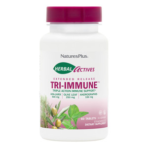 NaturesPlus Herbal Actives Tri-Immune, Extended Release - 60 Tablets - Vegetarian, Gluten Free - 30 Servings