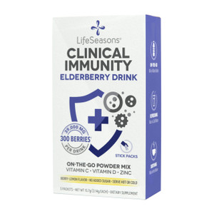LifeSeasons Clinical Immunity - Elderberry Drink Mix - Protects & Fights for Healthy Immune Response - Immunity Booster - 3X Better Than Vitamin C -