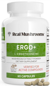 Real Mushrooms Ergothioneine Supplement  Golden Oyster Mushroom with Beta-Glucans  L-Ergothienine Extract Poweder  Organic, Vegan, Non-GMO, No Fil