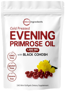 Evening Primrose Oil 1300mg Per Serving, 240 Softgels | Enhanced with 40mg Black Cohosh Extract, Cold Pressed  10% Active GLA, Non-GMO, No Gluten, E