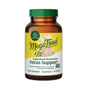 MegaFood Superfood Mushroom Focus Support - Lions Mane Supplement Capsules - Doctor Formulated  Lions Mane Mushroom Supplement with Clinically Stud