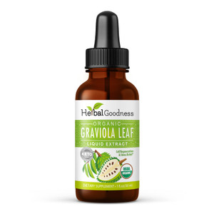 Herbal Goodness Organic Soursop Graviola Leaf Extract 1oz  15X Concentrated Guanabana Liquid Tincture | USDA Organic & Kosher Certified | Supports C